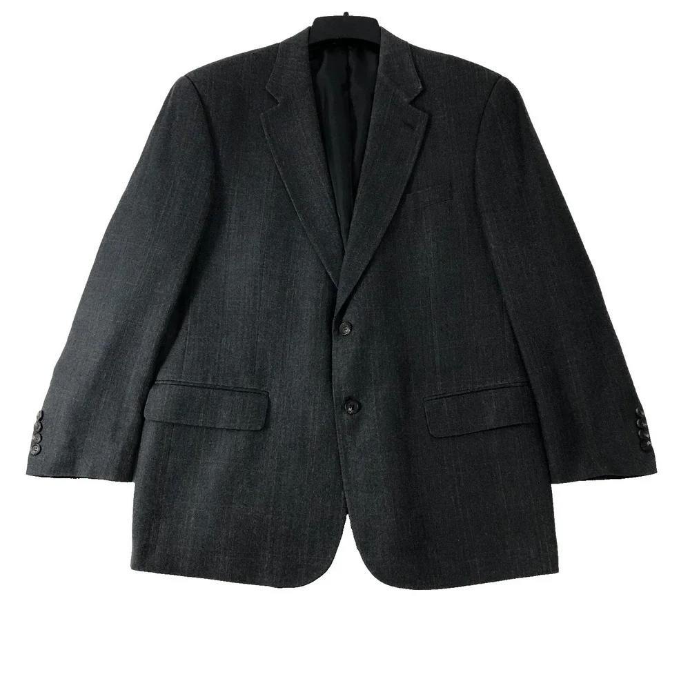 Chaps Ralph Lauren Blazer Mens 42S Gray Plaid Herringbone Sport Coat Suit Jacket